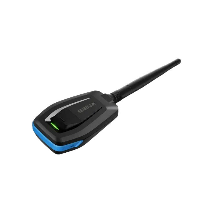 SENA MP-02 wireless MESH intercom beltpack with blue trim and black antenna SKU SENA-MP-02 — SENA MeshPort Blue for general Bluetooth headsets